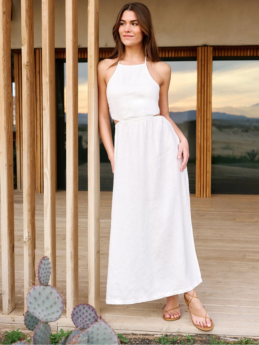 Beyond Yoga Softwash Linen Halter Dress Pink